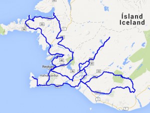 Route Ijsland overzicht